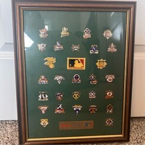 Kellogg’s Major League Baseball 29 Pins Total. Framed. 26 team / 3 League pins
